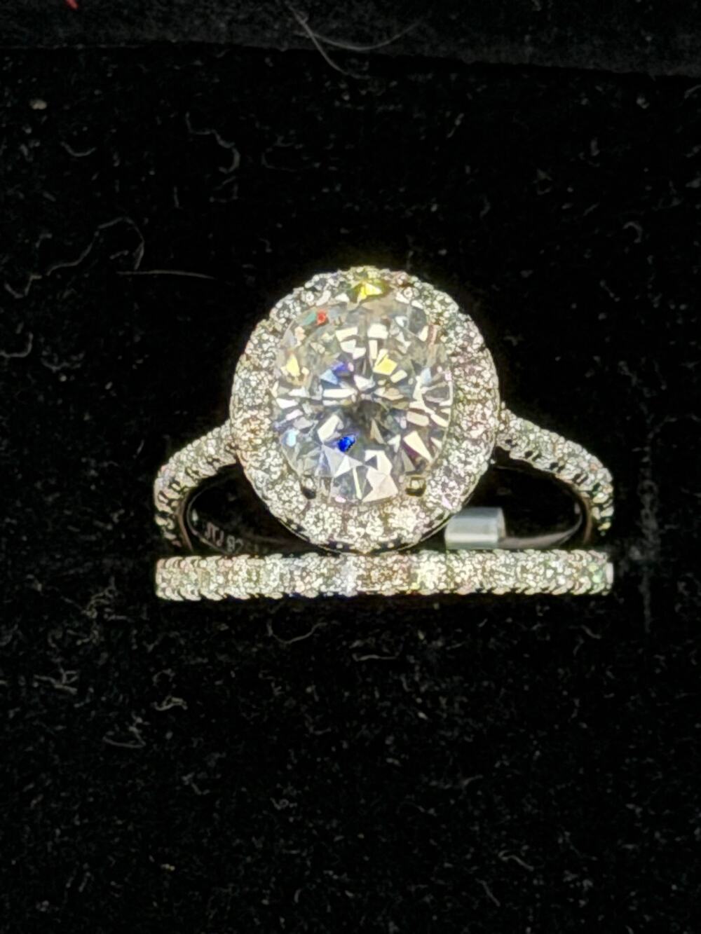 925 Sterling Silver 2.68 CTW Oval Moissanite Bridal Ring Set Size 5